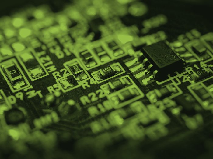 Close-up detail of a printed circuit board